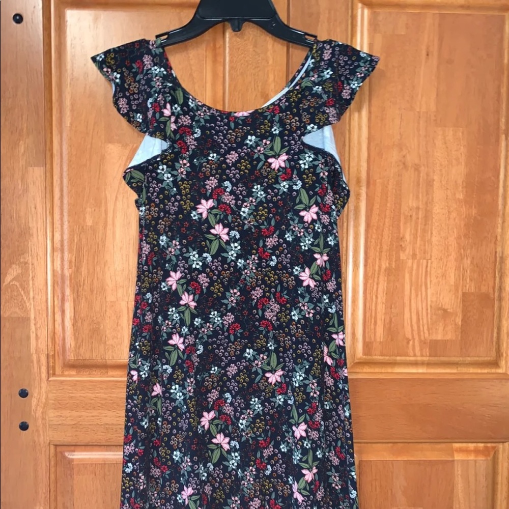 Floral Ruffle Sleeve Swing Dress